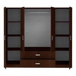 Ντουλάπα τετράφυλλη Royal pakoworld με συρτάρια wenge 200x58x177εκ