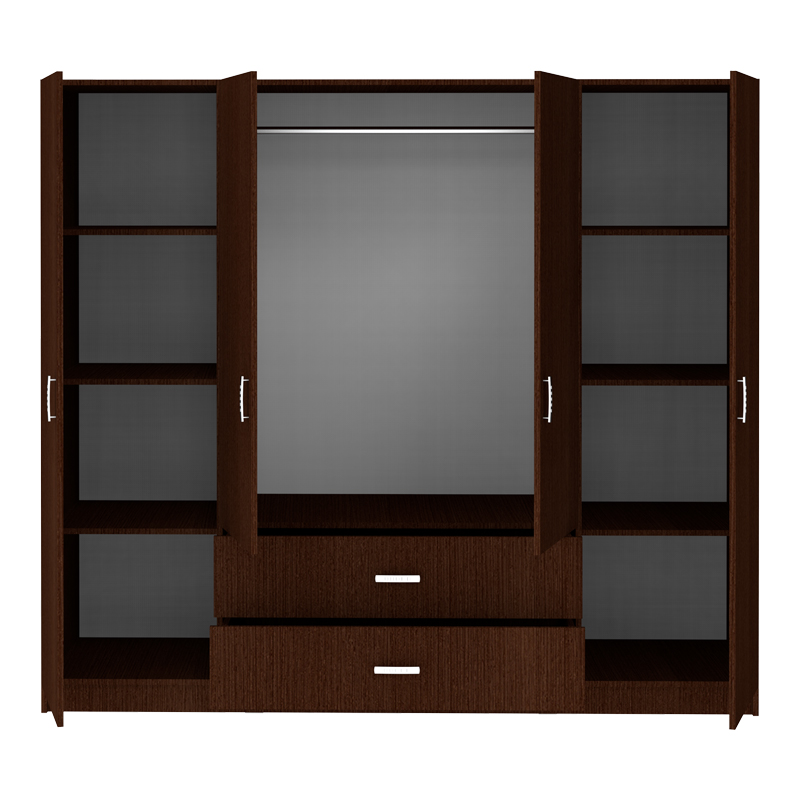 Ντουλάπα τετράφυλλη Royal pakoworld με συρτάρια wenge 200x58x177εκ