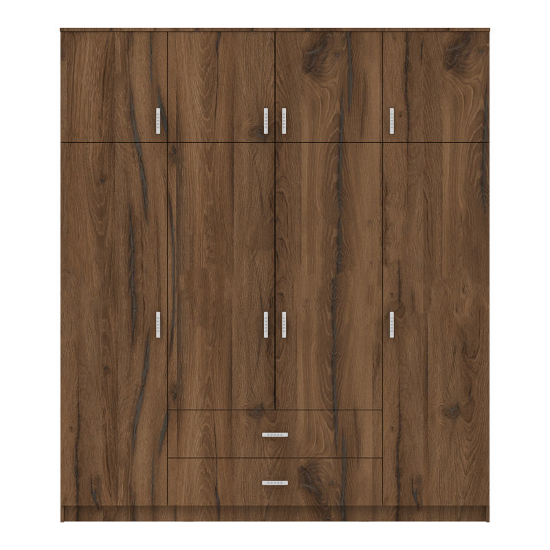 Ντουλάπα τετράφυλλη με συρτάρια Royal pakoworld καρυδι-oak 200x58x230εκ