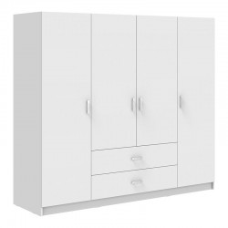 Ντουλάπα τετράφυλλη Royal pakoworld με συρτάρια και πατάρι λευκό 200x58x230εκ