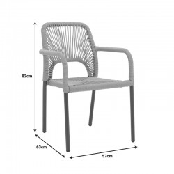 Aluminum armchair Norture pakoworld stackable anthracite frame-natural rattan 57x63x82cm Aluminum armchair Norture pakoworld stackable anthracite frame-natural rattan 57x63x82cm