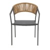 Πολυθρόνα αλουμινίου Glisten pakoworld στοιβαζόμενη ανθρακί σκελετός-textilene-pe rattan σε φυσική απόχρωση 58x56x82εκ