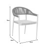 Elation aluminum armchair pakoworld stackable white frame-textilene and rattan in natural color 56x52x76cm