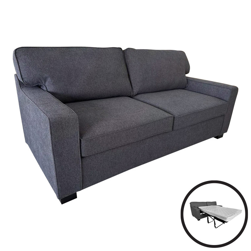 Sofa-bed two-seater Polaris pakoworld fabric in dark grey color 181x91x83cm