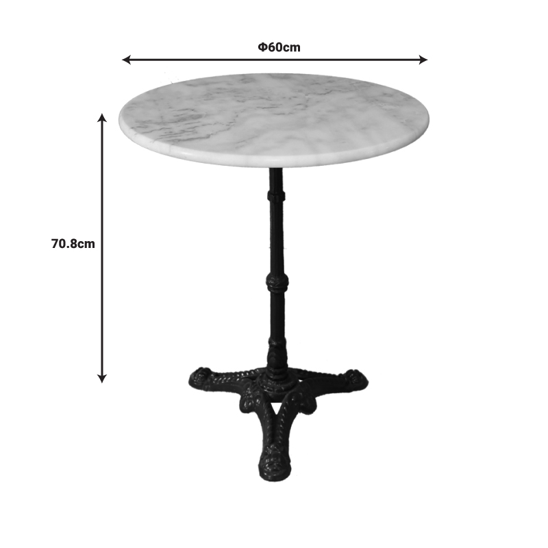 Τραπέζι μαρμάρινο Ancara pakoworld μαντέμι σε λευκή-μαύρη απόχρωση Φ60x70.8εκ