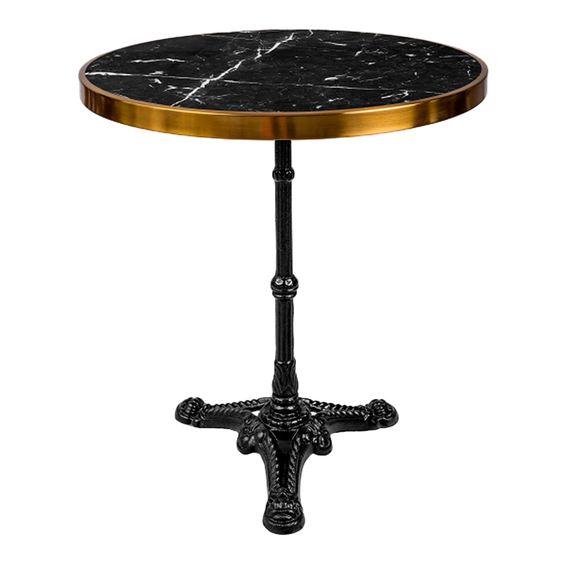 Andeket marble table pakoworld cast iron in black-gold shade Φ70x72cm Andeket marble table pakoworld cast iron in black-gold shade Φ70x72cm