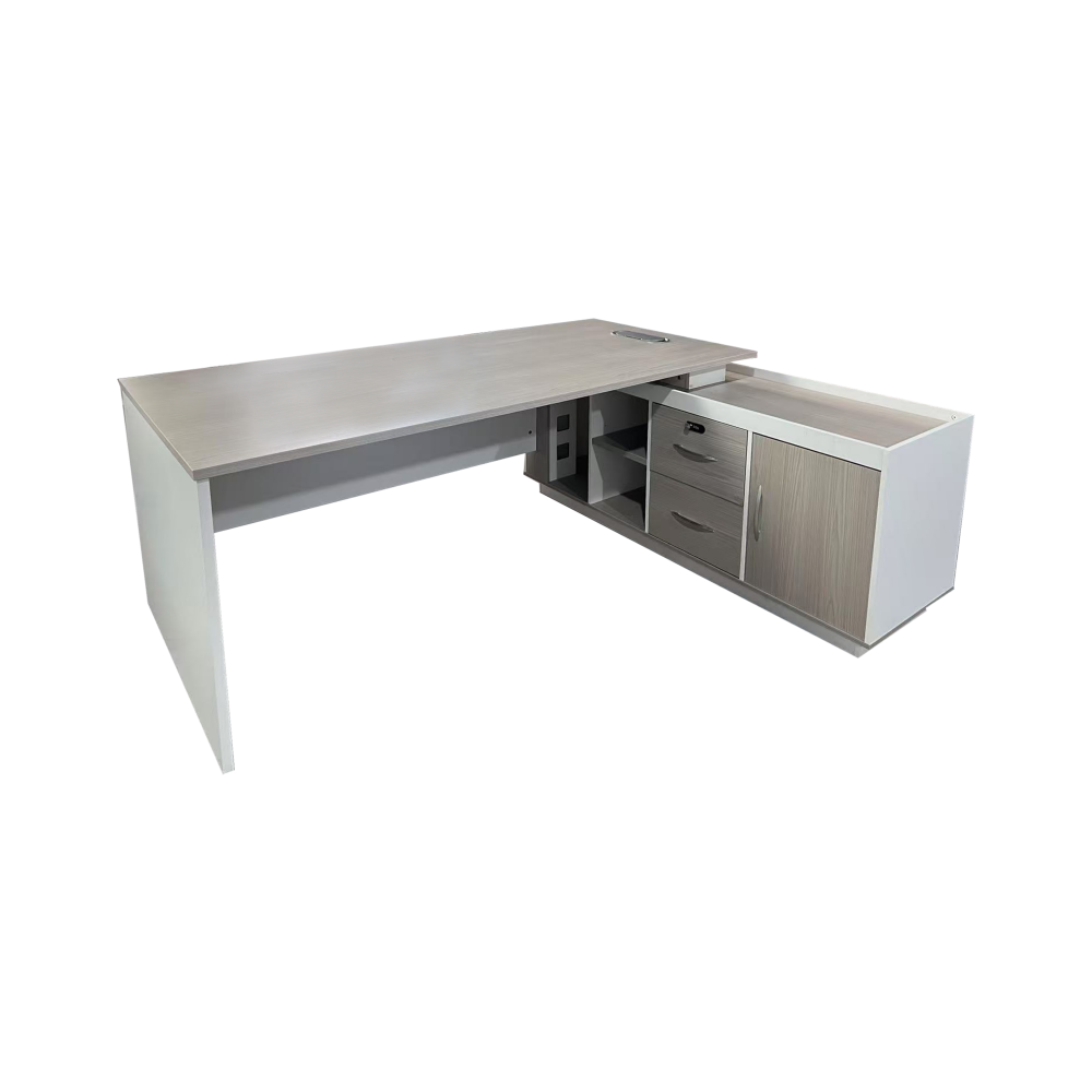 Γραφείο εργασίας επαγγελματικό αναστρέψιμο Armadi pakoworld γωνιακό σε sonoma-λευκή απόχρωση 160x80x75εκ