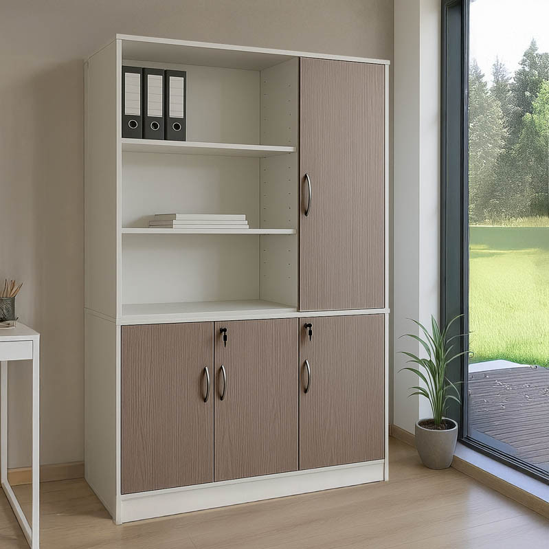 Office bookcase Armadi pakoworld in sonoma-white color 120x40x200cm