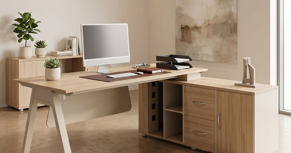 Professional reversible work desk Stark pakoworld corner in oak
