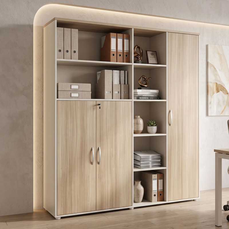Βιβλιοθήκη γραφείου Jabari pakoworld σε oak-μπεζ απόχρωση 160x40x200εκ