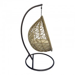 Lyere pakoworld swing nest with brown metal base with beige pe rattan 120x108x195cm Lyere pakoworld swing nest with brown metal base with beige pe rattan 120x108x195cm