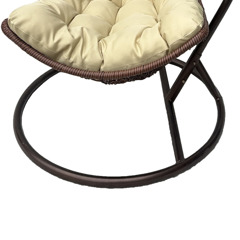 Nest swing with Soleil base pakoworld brown metal- brown pe rattan with beige cushion 120x95x195cm