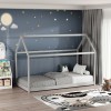 Children's bed Nino Montessori type pakoworld pine wood in grey shade 90x190cm