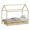 Children's bed Mellin Montessori type with 2 drawers pakoworld pine wood in a natural shade 90x190cm