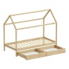 Children's bed Mellin Montessori type with 2 drawers pakoworld pine wood in a natural shade 90x190cm