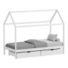 Children's bed Mellin Montessori type with 2 drawers pakoworld pine wood in white shade 90x190cm