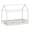 Children's bed Mellin Montessori type with 2 drawers pakoworld pine wood in white shade 90x190cm