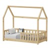 Bambie children's bed with railing Montessori type pakoworld pine wood in natural shade 70x140cm