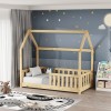 Bambie children's bed with railing Montessori type pakoworld pine wood in natural shade 70x140cm