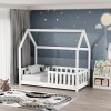 Bambie children's bed with railing Montessori type pakoworld pine wood in white shade 70x140cm