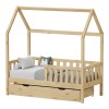 Montessori-style Bendina children's bed with drawer pakoworld pine wood in natural shade 70x140cm