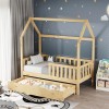 Montessori-style Bendina children's bed with drawer pakoworld pine wood in natural shade 70x140cm