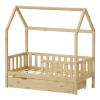 Montessori-style Bendina children's bed with drawer pakoworld pine wood in natural shade 70x140cm