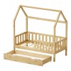 Montessori-style Bendina children's bed with drawer pakoworld pine wood in natural shade 70x140cm