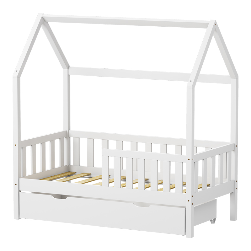 Montessori-style Bendina children\'s bed with drawer pakoworld pine wood in white shade 70x140cm