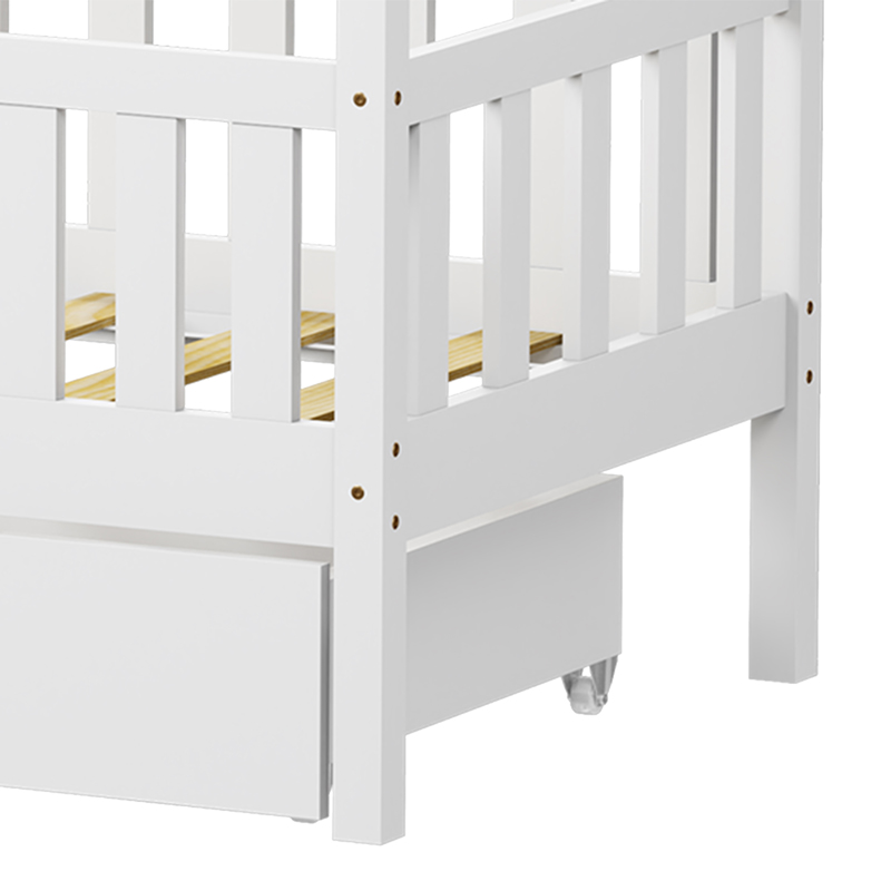 Montessori-style Bendina children\'s bed with drawer pakoworld pine wood in white shade 70x140cm