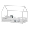 Montessori-style Callan children's bed with rails pakoworld pine wood in white color 90x190cm