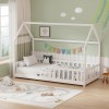 Montessori-style Callan children's bed with rails pakoworld pine wood in white color 90x190cm