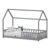 Montessori-style Callan children's bed with rails pakoworld pine wood in grey color 90x190cm