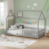 Montessori-style Callan children's bed with rails pakoworld pine wood in grey color 90x190cm