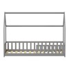 Montessori-style Callan children's bed with rails pakoworld pine wood in grey color 90x190cm