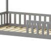 Montessori-style Callan children's bed with rails pakoworld pine wood in grey color 90x190cm