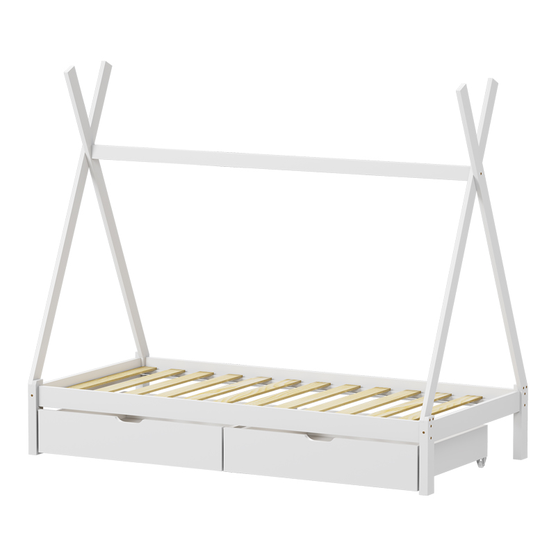 Lalitto children\'s bed with Montessori-style storage pakoworld pine wood in white shade 90x190cm