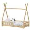 Noam children's bed with Montessori type railings pakoworld pine wood in natural color 70x140cm