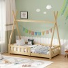 Noam children's bed with Montessori type railings pakoworld pine wood in natural color 70x140cm