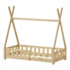 Noam children's bed with Montessori type railings pakoworld pine wood in natural color 70x140cm