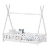 Noam children's bed with Montessori type railings pakoworld pine wood in white color 70x140cm