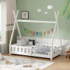 Noam children's bed with Montessori type railings pakoworld pine wood in white color 70x140cm