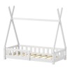 Noam children's bed with Montessori type railings pakoworld pine wood in white color 70x140cm