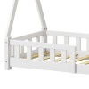 Noam children's bed with Montessori type railings pakoworld pine wood in white color 70x140cm