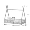 Noam children's bed with Montessori type railings pakoworld pine wood in white color 70x140cm