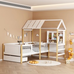 Παιδικό κρεβάτι Bedria pakoworld τ.Montessori ξύλο σε λευκή-φυσική απόχρωση 190x90εκ