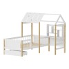 Bed for children Bedria pakoworld Montessori-style wood in white-natural color 90x190cm