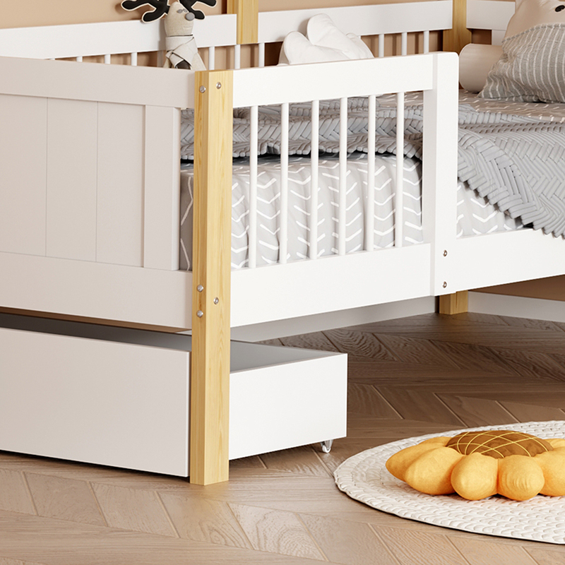 Παιδικό κρεβάτι Bedria pakoworld τ.Montessori ξύλο σε λευκή-φυσική απόχρωση 190x90εκ