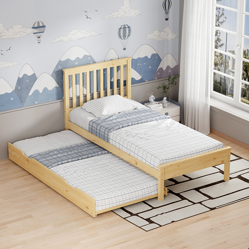 Bed Benia pakoworld with trundle bed pine wood in natural color 90x190cm