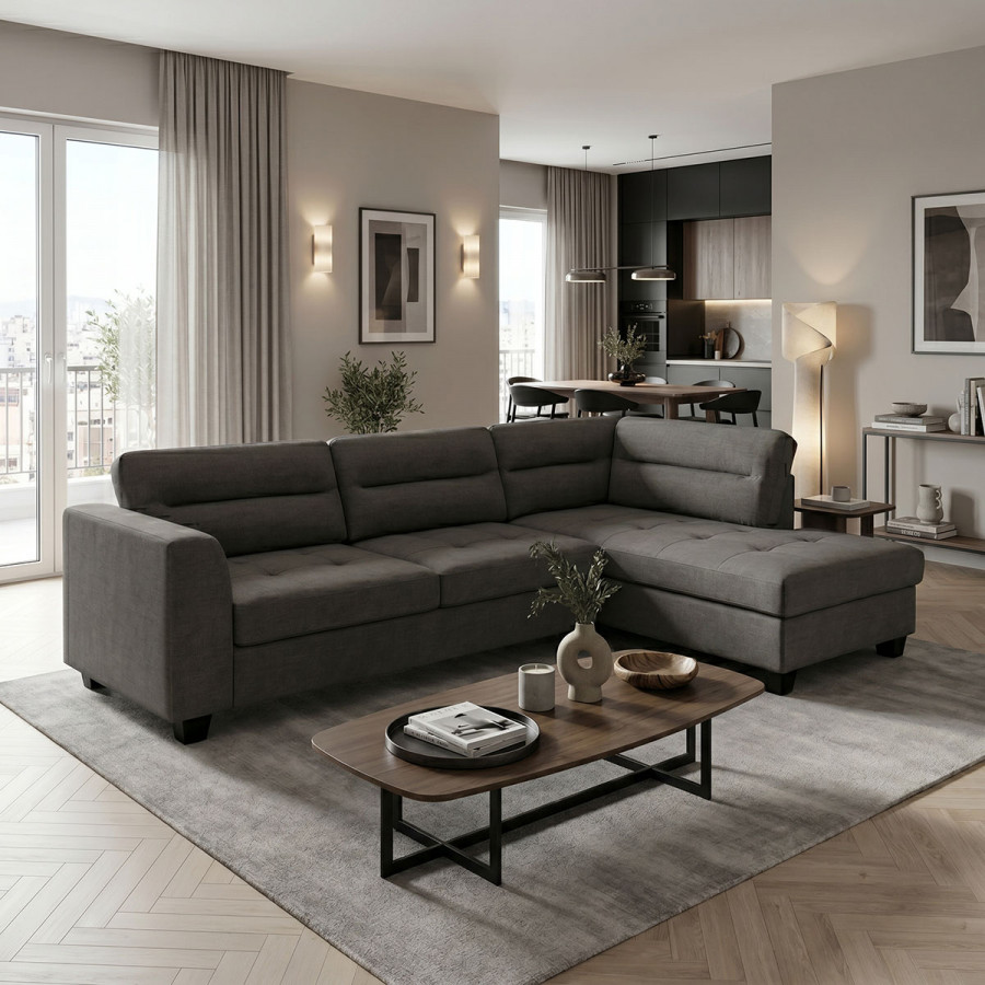 Corner sofa left corner Camile pakoworld anthracite fabric 270x174x95cm